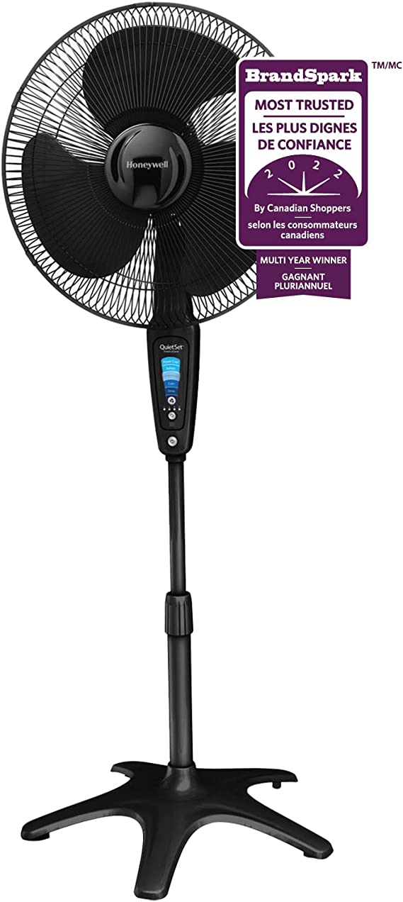 honeywell stand fan 16 5 speed quietset5 with timer remote control white hs1655cvm1 image 1