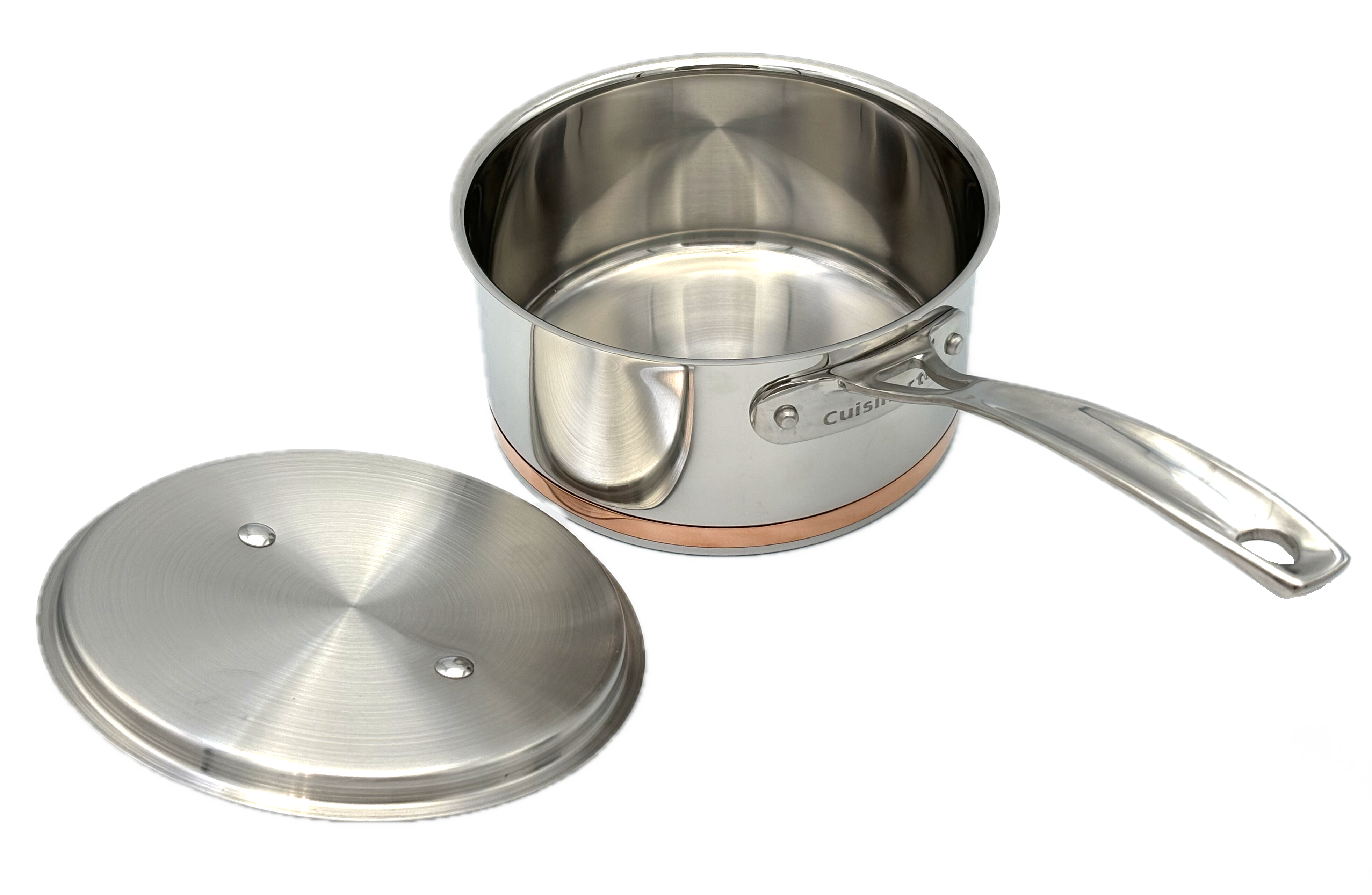 cuisinart 89fb19 18c five ply sauce pan with copper band 2 quart with stainless steel lid image 2