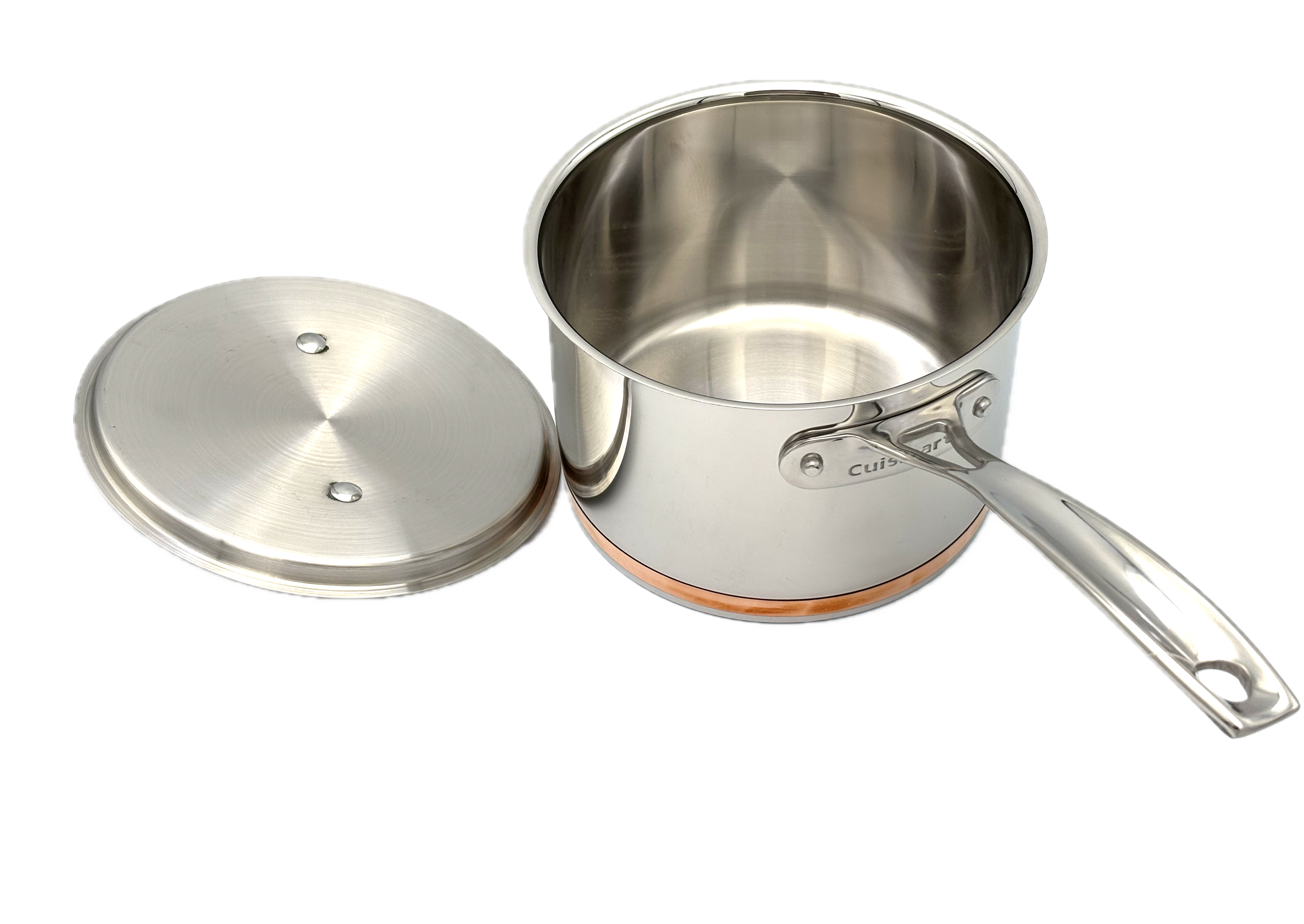 cuisinart 89fb193 18c five ply sauce pan with copper band 3 quart with stainless steel lid image 2