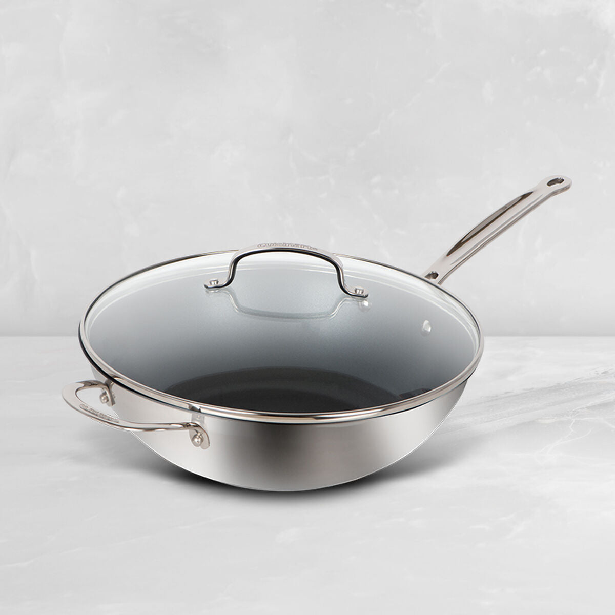 cuisinart 77iel26 30hnscc three ply wok 12 resilience non stick coating glass lid helper handle everlasting collection image 2