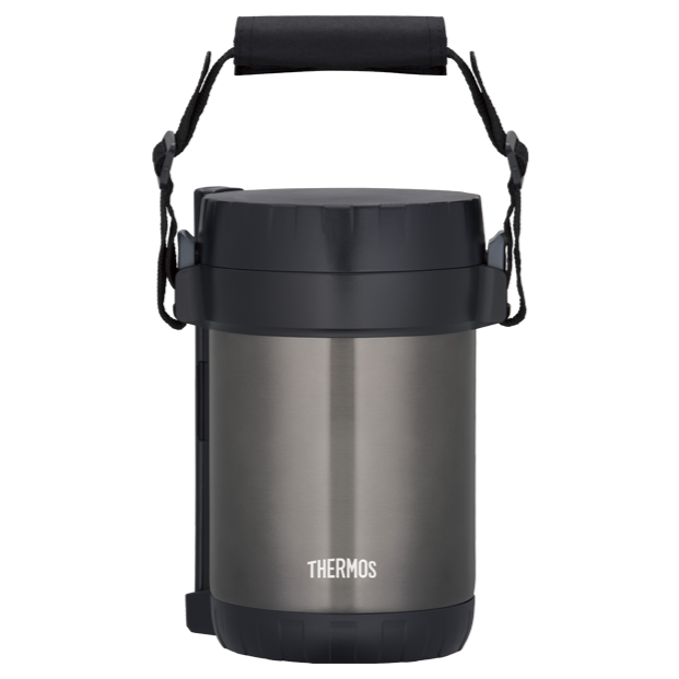 thermos food jar w spoon holder 1 9l 3 inside containers dark grey jbg 1800 image 1
