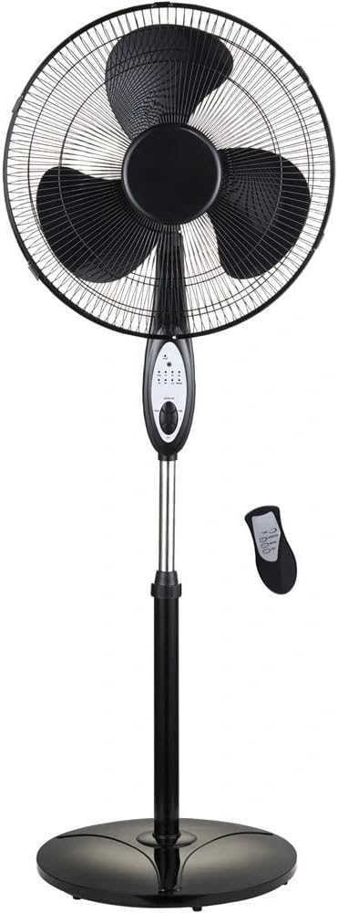 optimus stand fan f 1872bk 18 oscillating 3 speeds timer remote control black image 1