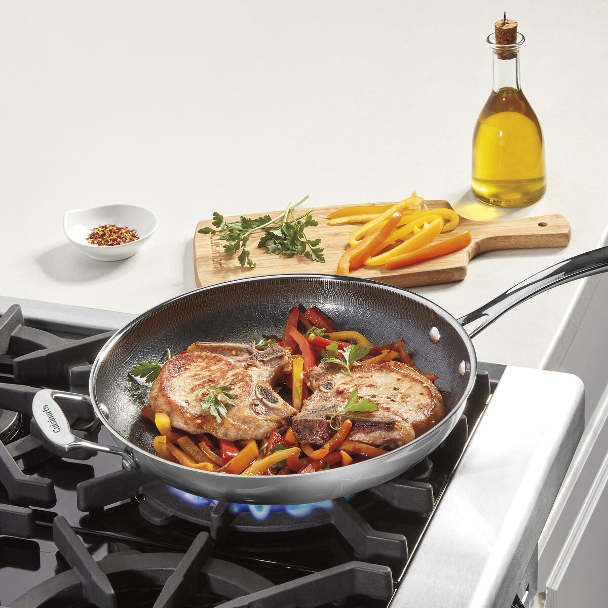 cuisinart fusionplus™ skillet fps22 30hc 12 stainless steel with helper handle image 2