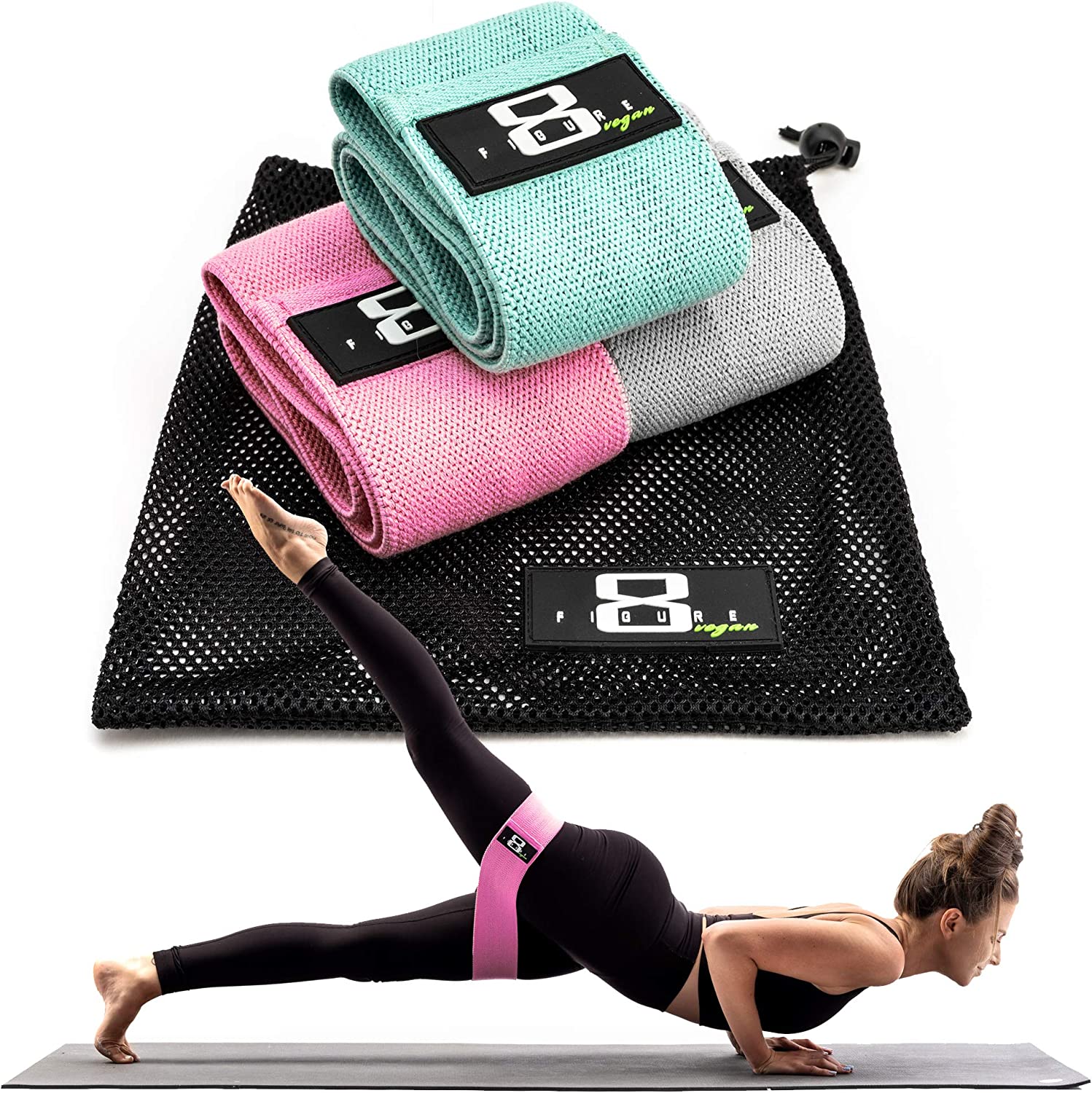 figure 8 f8 bands 3 pcs workout resistance bands set with carry bag image 1