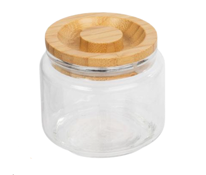 luciano glass jar w wooden lid 3 25 dia x 3h 80048 image 1