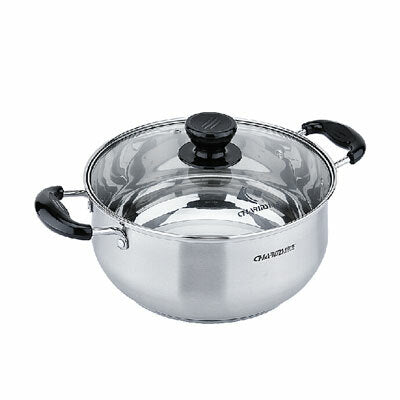 charms stainless steel casserole pot with glass lid 24jbc10 24cm image 2