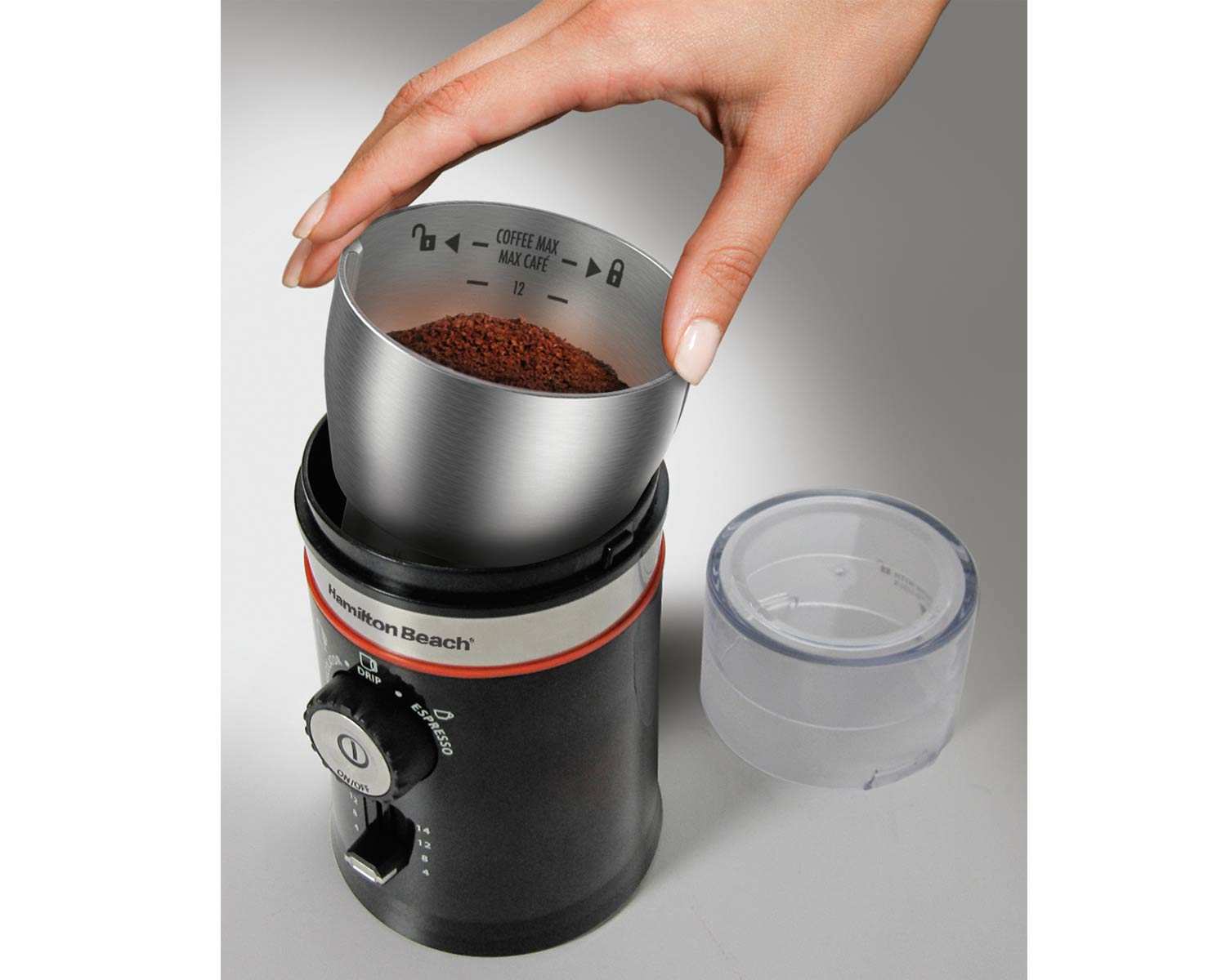 hamilton beach coffee grinder 14 cup s s bowl black 80393c image 2