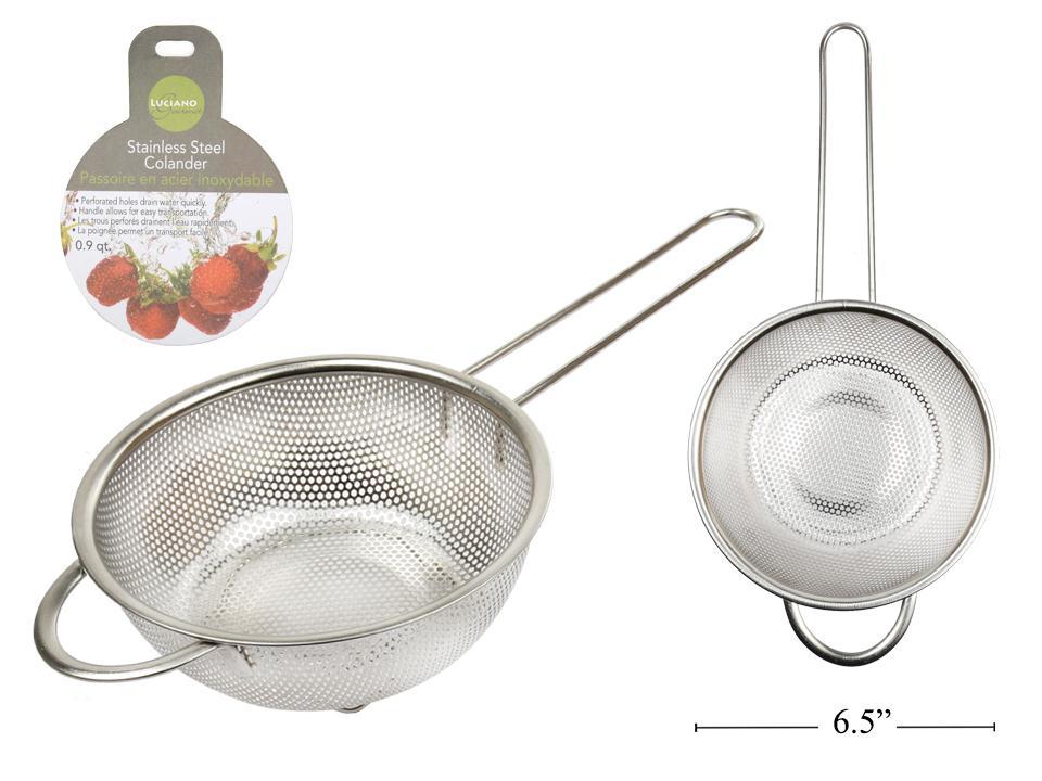 l gourmet 70747 perforated colander w handle 6 5 dia 0 9 qt image 1