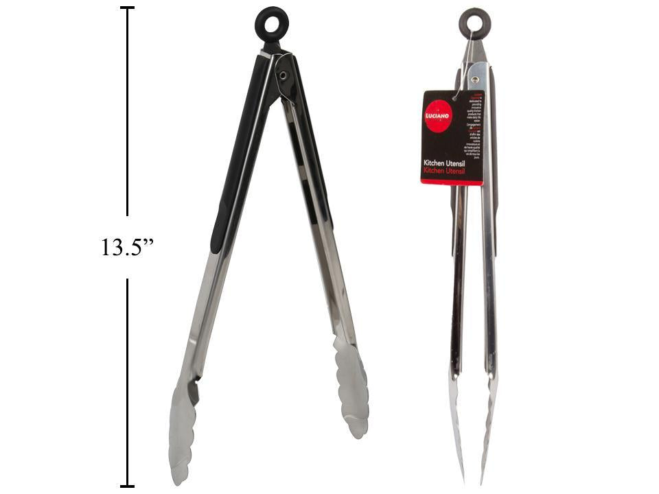 l gourmet 70546 12l s s tongs w rubber cushion pull lock image 1