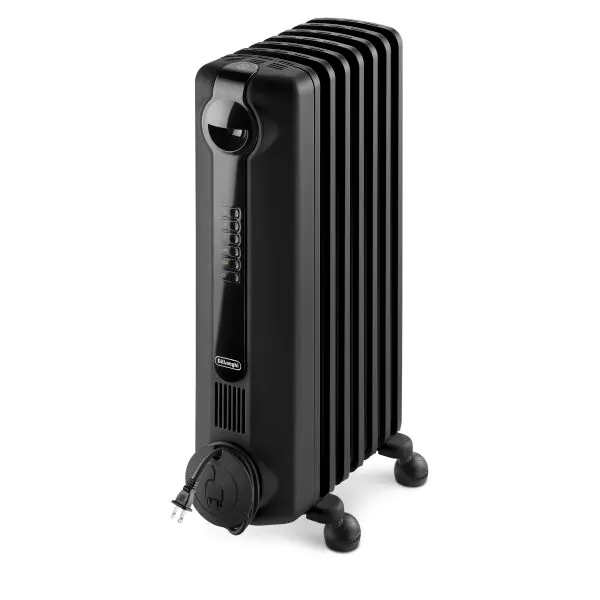 delonghi radias_eco oil filled heater 1500w 3 power levels timer smart snap wheels black trrs2715ebkca image 1