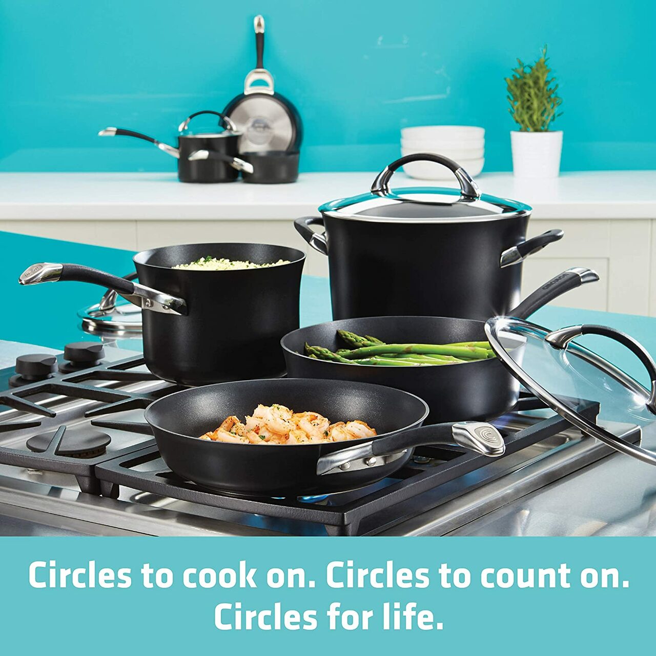 circulon symmetry hard anodized non stick cookware 11 piece set 87376 image 2