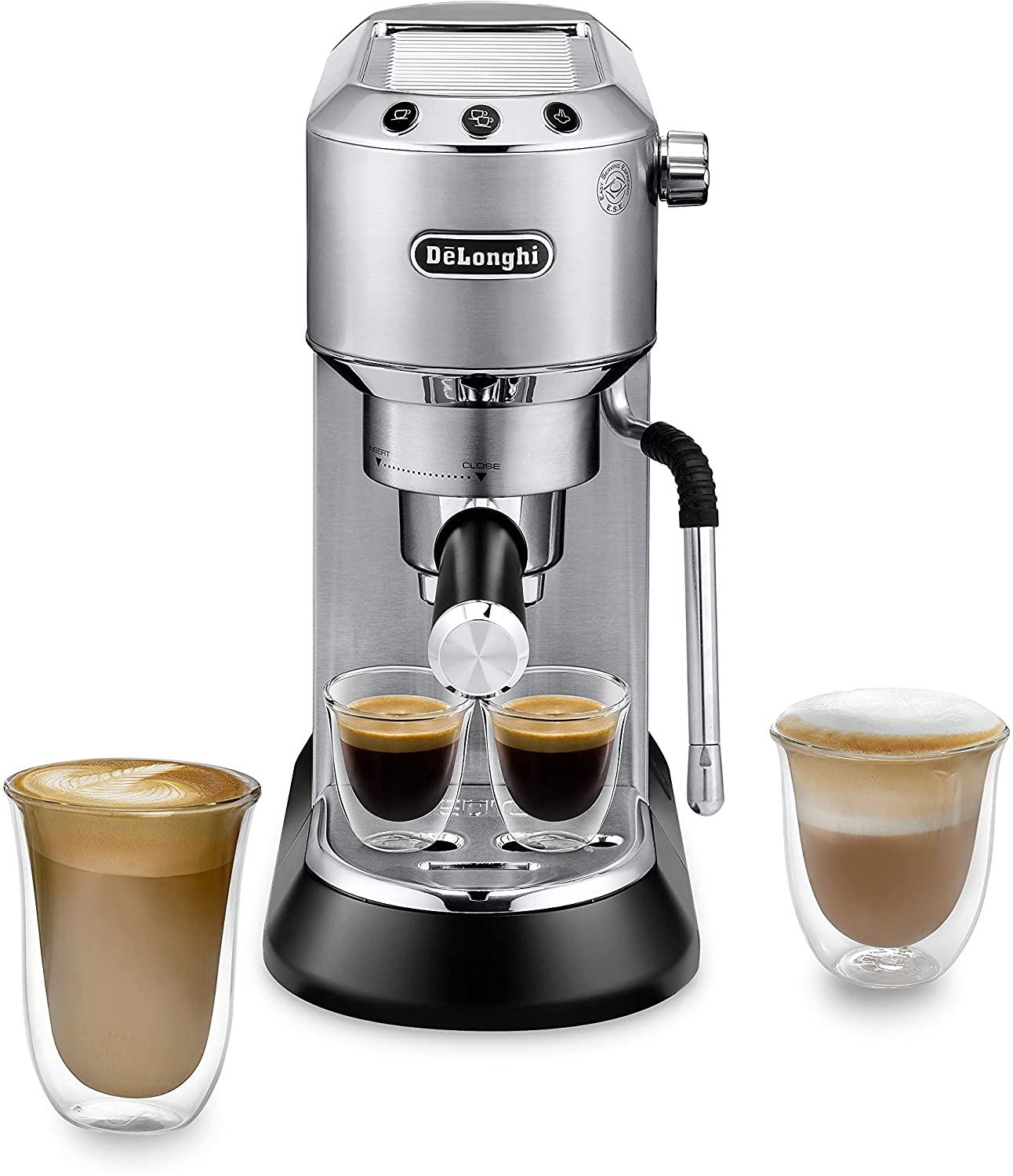 delonghi dedica arte espresso maker 15 bar pump 1300w compact design s s ec885m image 1