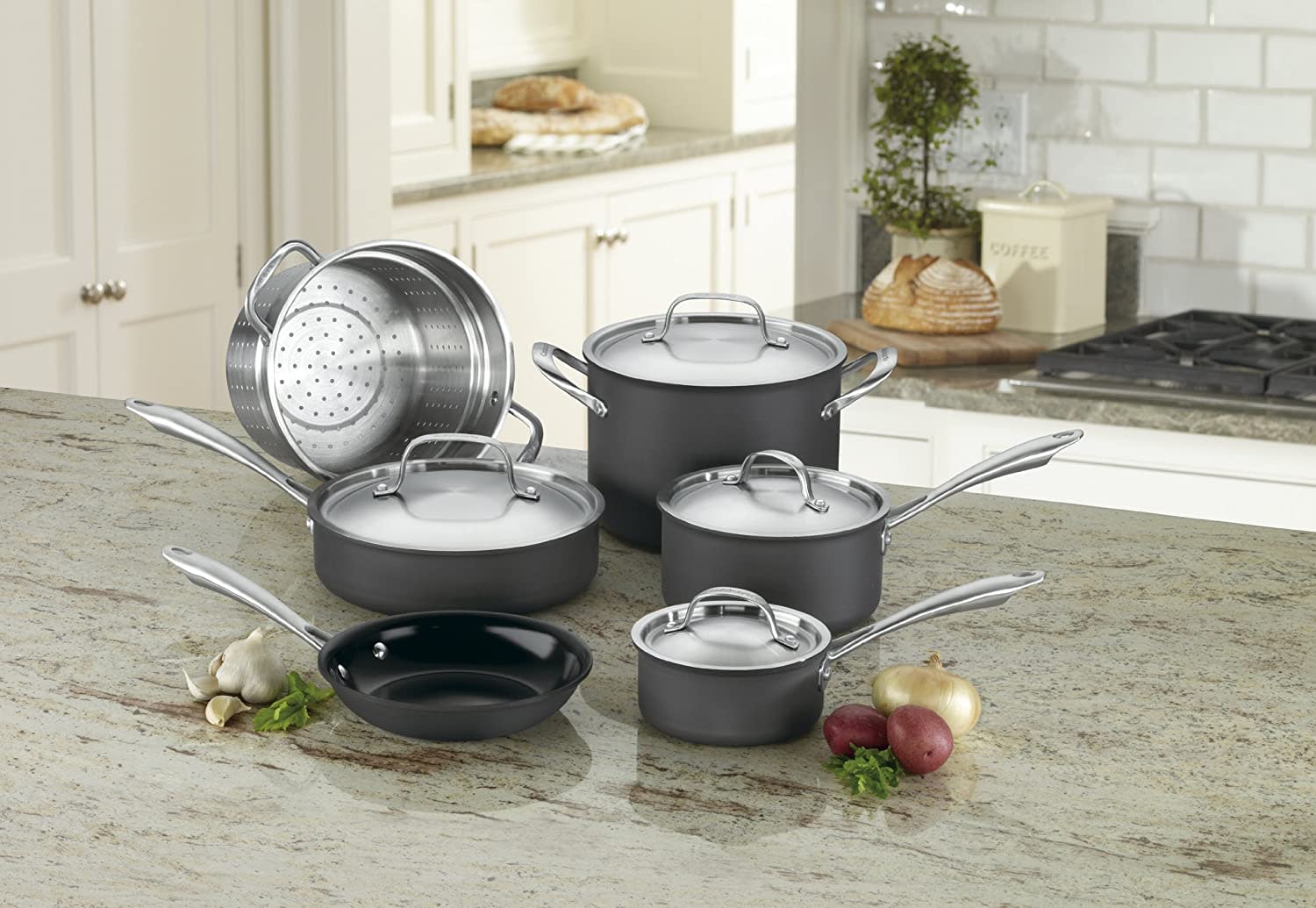 cuisinart greengourmet 10 pc cookware set hard anodized non stick gg 10 image 2