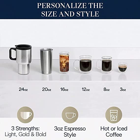 delonghi truebrew drip coffee maker with built in grinder single serve 8 oz to 24 oz hot or iced coffee cam51025mb image 4
