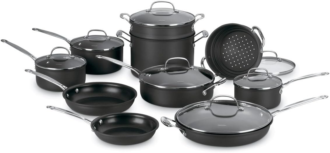 cuisinart chefs classic non stick hard anodized 17 piece set black 66 17 image 1