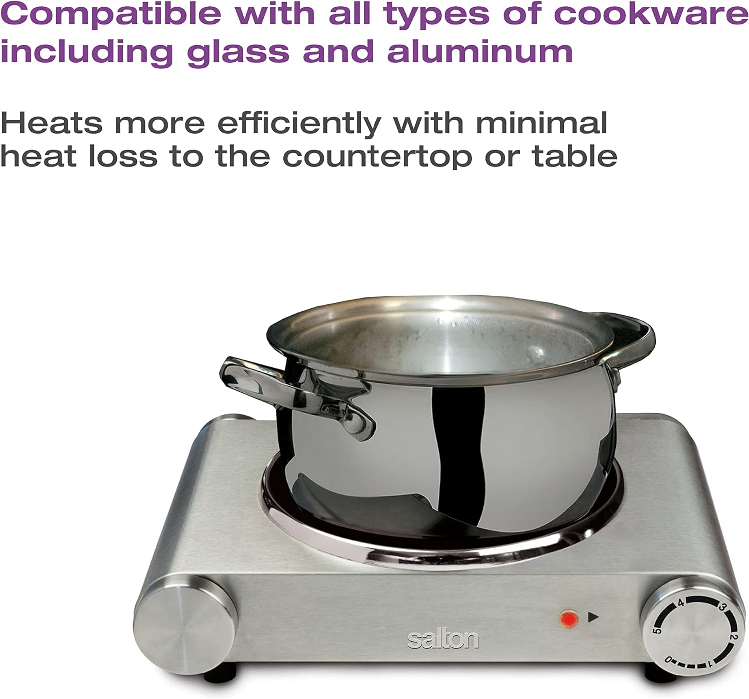 salton single burner infrared cooking range hp1502 1200w stainless steel image 3