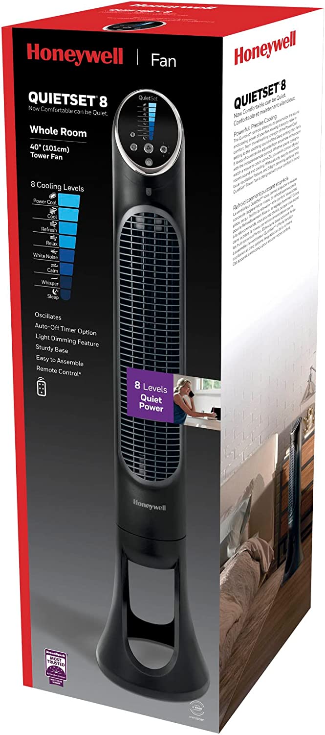 honeywell tower fan 40 8 speed quietset8 with timer remote control hyf290bcm1 image 2