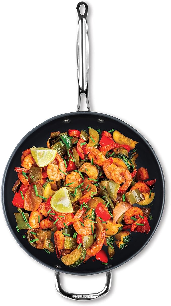 cuisinart 77iel26 30hnscc three ply wok 12 resilience non stick coating glass lid helper handle everlasting collection image 3