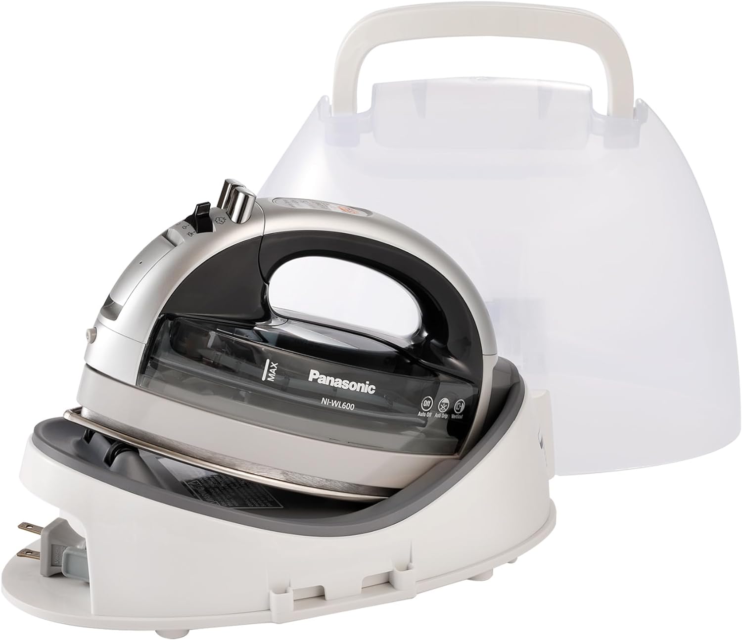 panasonic cordless iron 360 quick cord reel stainless steel soleplate 1500w blue amp black ni wl600 image 1