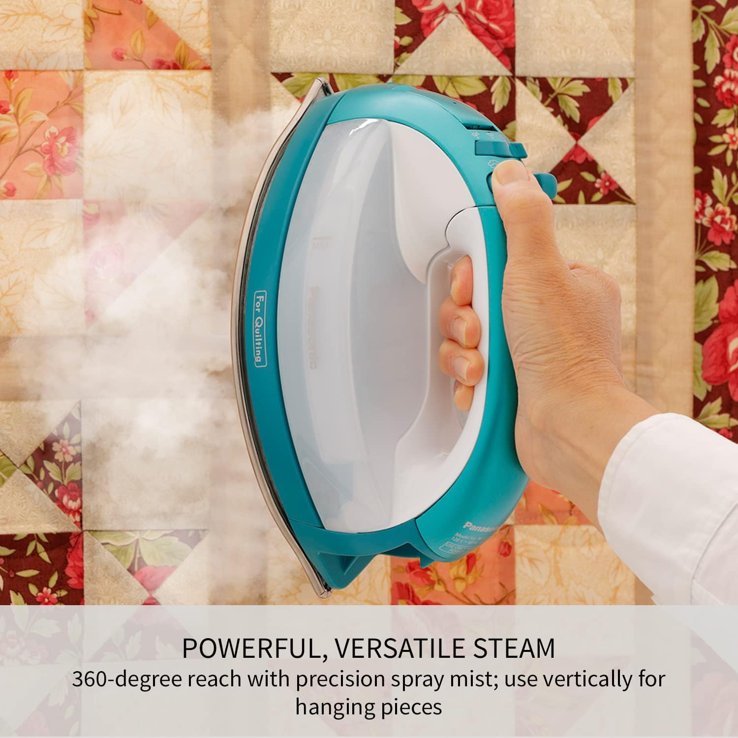 panasonic cordless iron 360 quick cordless nickel coated stainless steel soleplate with vertical steam 1500w blue amp white ni ql1000 image 4