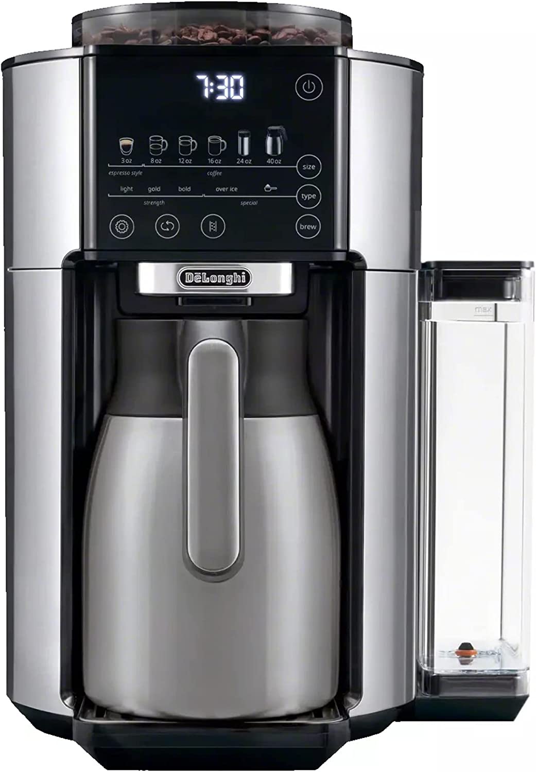 delonghi truebrew drip coffee maker with built in grinder single serve 8 oz to 24 oz with 40 oz s s carafe hot or iced coffee cam51035m image 1