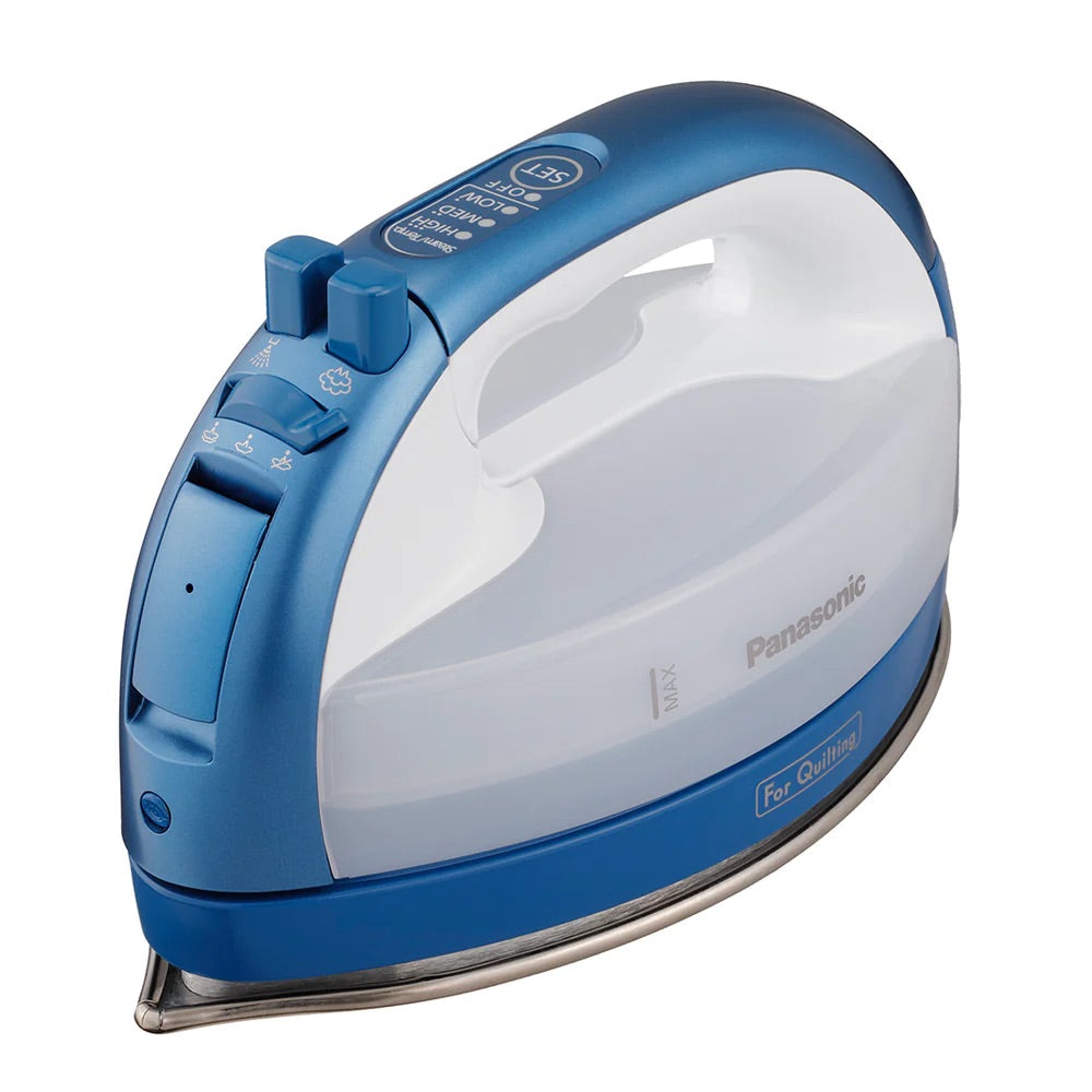 panasonic cordless iron 360 quick cordless nickel coated stainless steel soleplate with vertical steam 1500w blue amp white ni ql1000 image 8