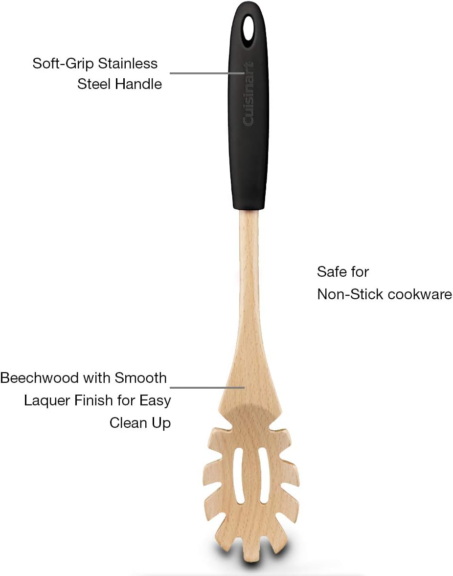 cuisinart pasta server w soft grip nonslip silicone handle beechwood fusion collection ctg sbew psc image 2