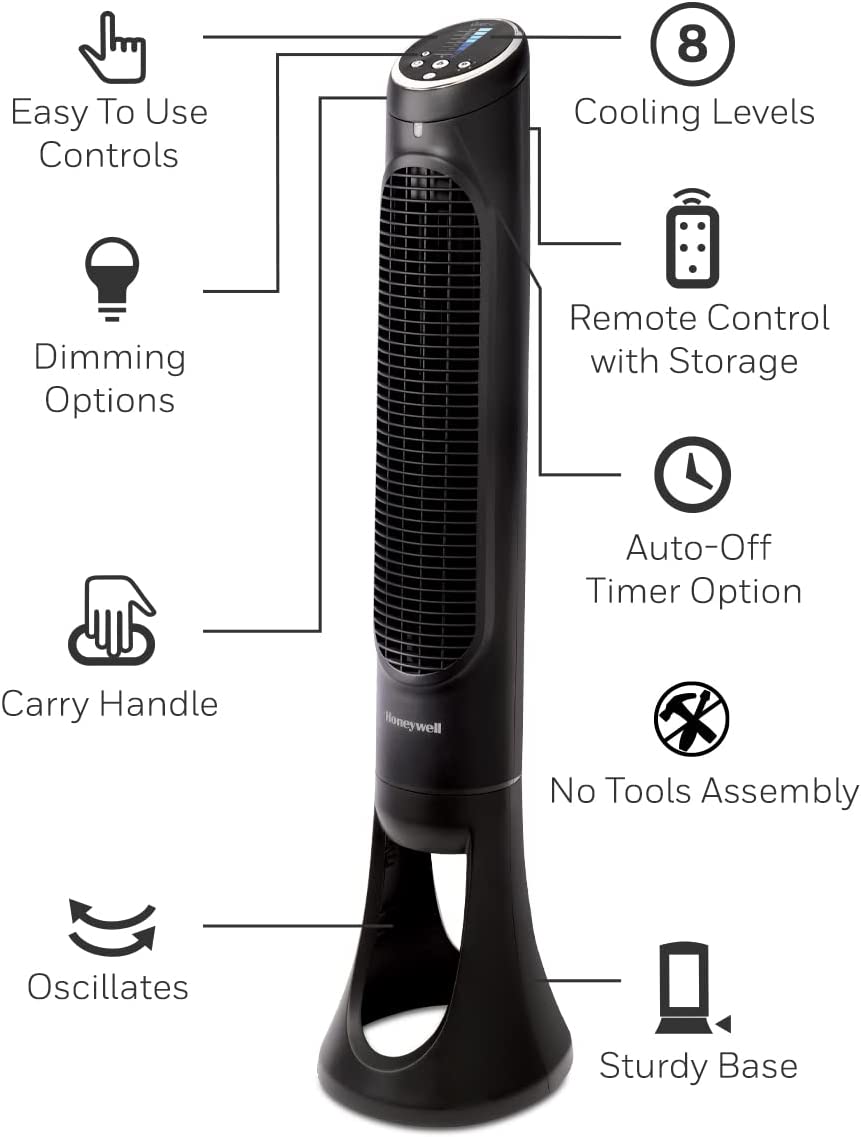 honeywell tower fan 40 8 speed quietset8 with timer remote control hyf290bcm1 image 6