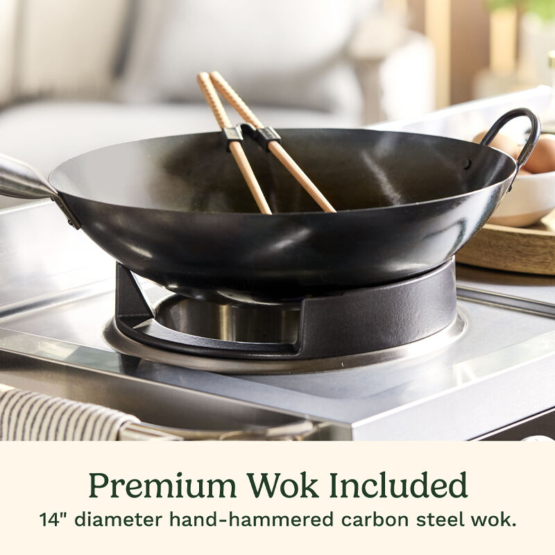 cuisinart outdoor wok station cgg 1265c 50 000 btu propane burner includes 14 round bottom carbon steel wok image 3