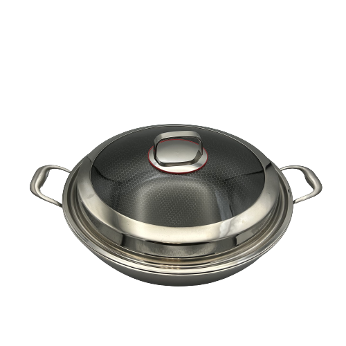 healthy bear ory hybrid wok 36cm with glass lid dual handles bc hw36n image 1