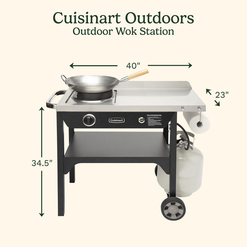 cuisinart outdoor wok station cgg 1265c 50 000 btu propane burner includes 14 round bottom carbon steel wok image 6
