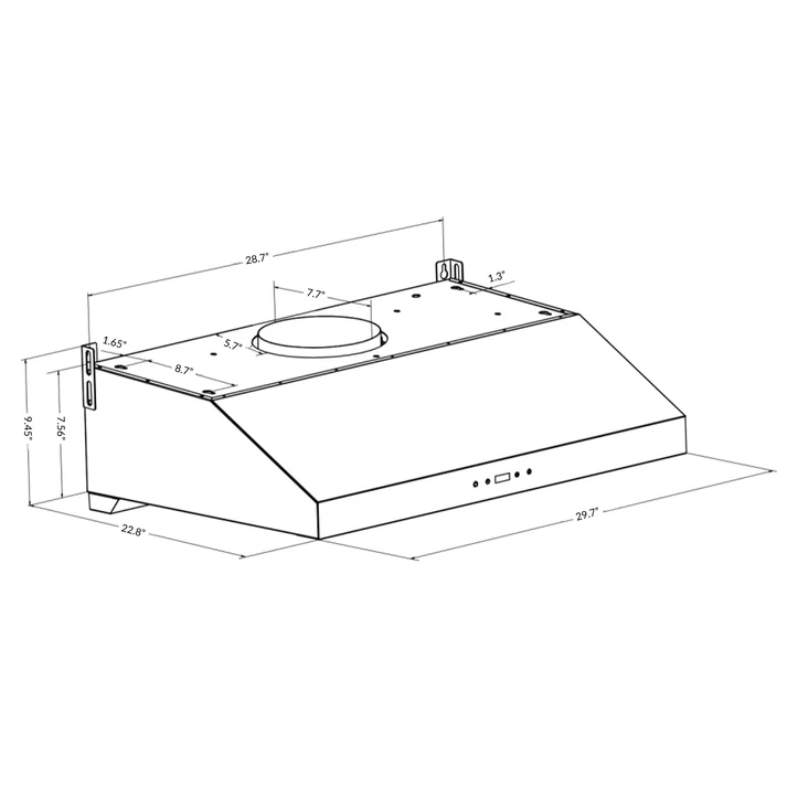 sakura r3312 30hs kitchen rangehood 30 wide under cabinet with baffle filter polished s s dual ac motor touch screen image 7