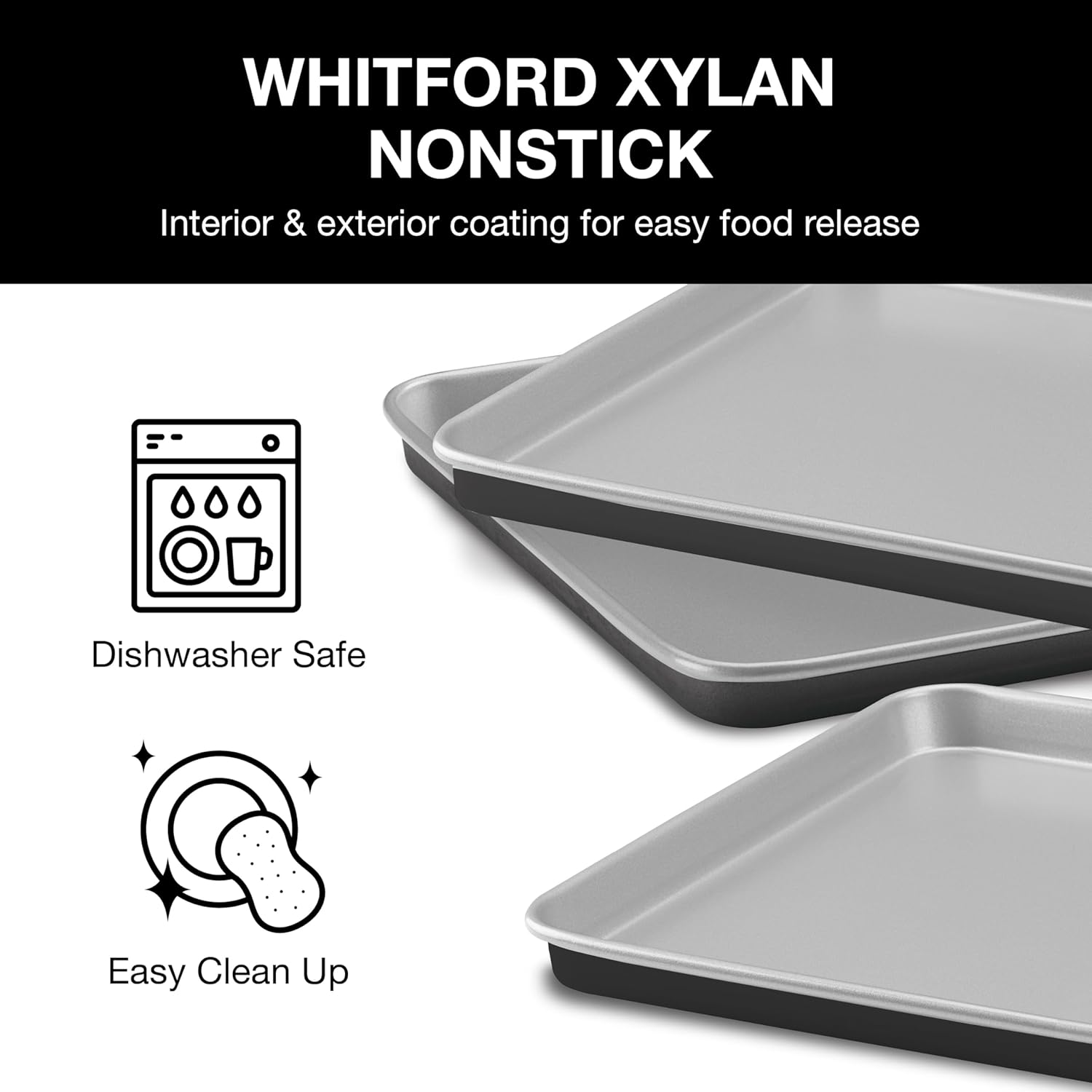 cuisinart non stick baking sheets 3 pack 21 rdquo 17 rdquo amp 15 rdquo chefs classic trade series heavy gauge steel construction amb 3bsc image 3