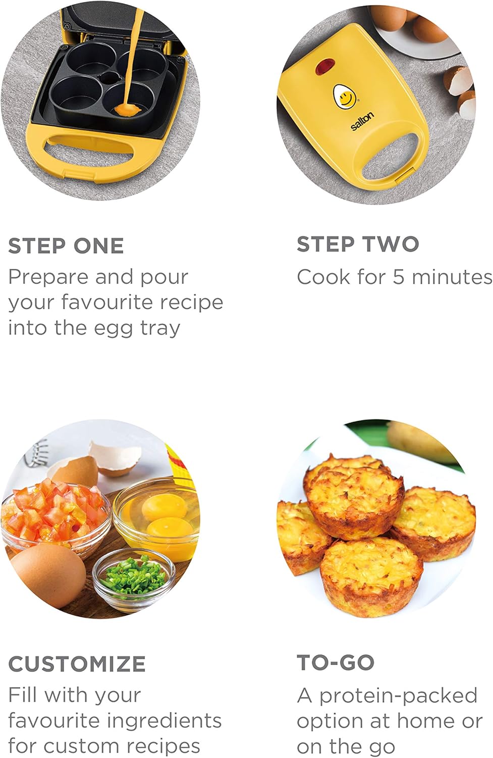salton egg bite maker get cracking® makes 4 bites yellow sp 2042 image 7