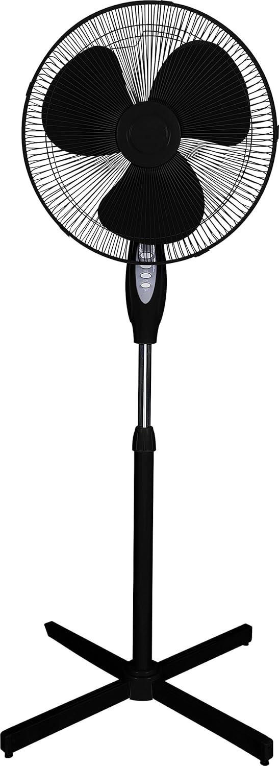 optimus stand fan f 1650bk 16 oscillating 3 speed black image 1