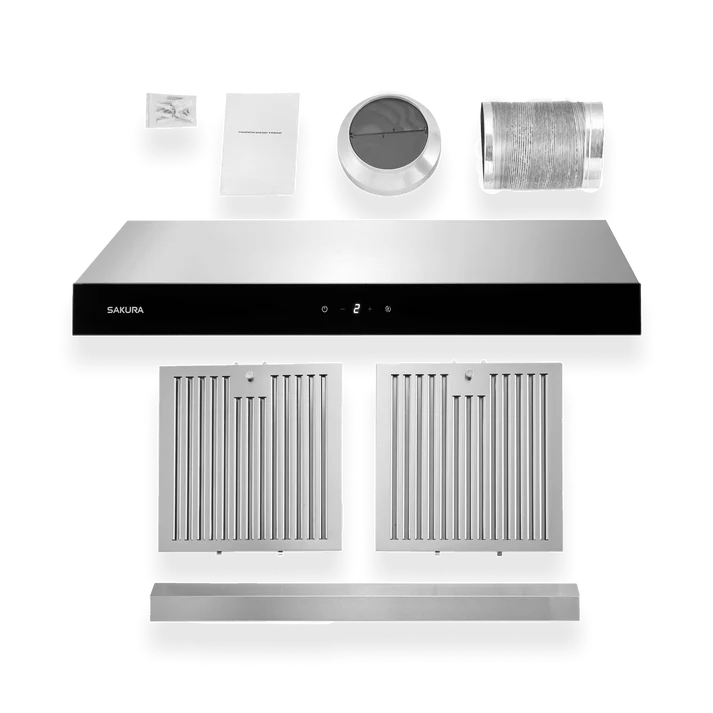 sakura r3312 30hs kitchen rangehood 30 wide under cabinet with baffle filter polished s s dual ac motor touch screen image 5