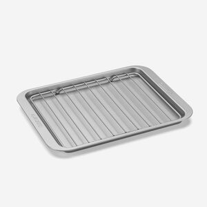 cuisinart non stick bakeware set for toaster oven 3 pc 11 2 x 8 6 baking dish 11 2 rdquo x 10 7 baking pan amp 11 2 x 8 6 broiler pan with rack heavy gauge steel construction amb tob3pkc image 3