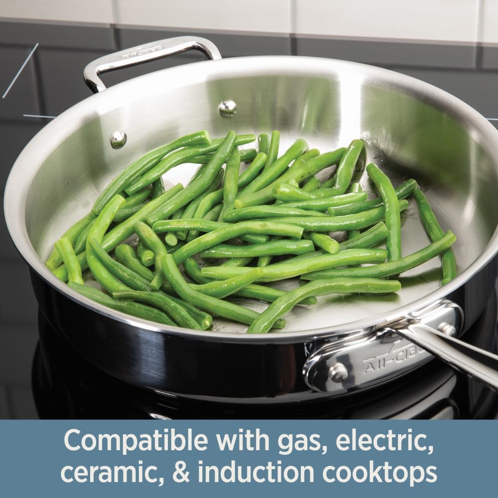 all clad d3 fry pan 12 polished s s induction compatible 4112 image 4