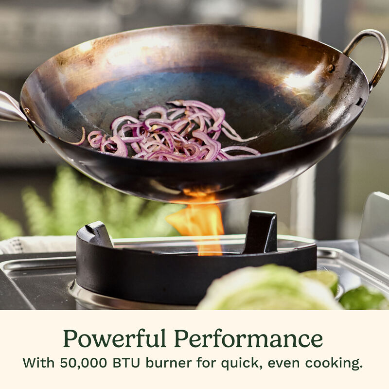 cuisinart outdoor wok station cgg 1265c 50 000 btu propane burner includes 14 round bottom carbon steel wok image 5