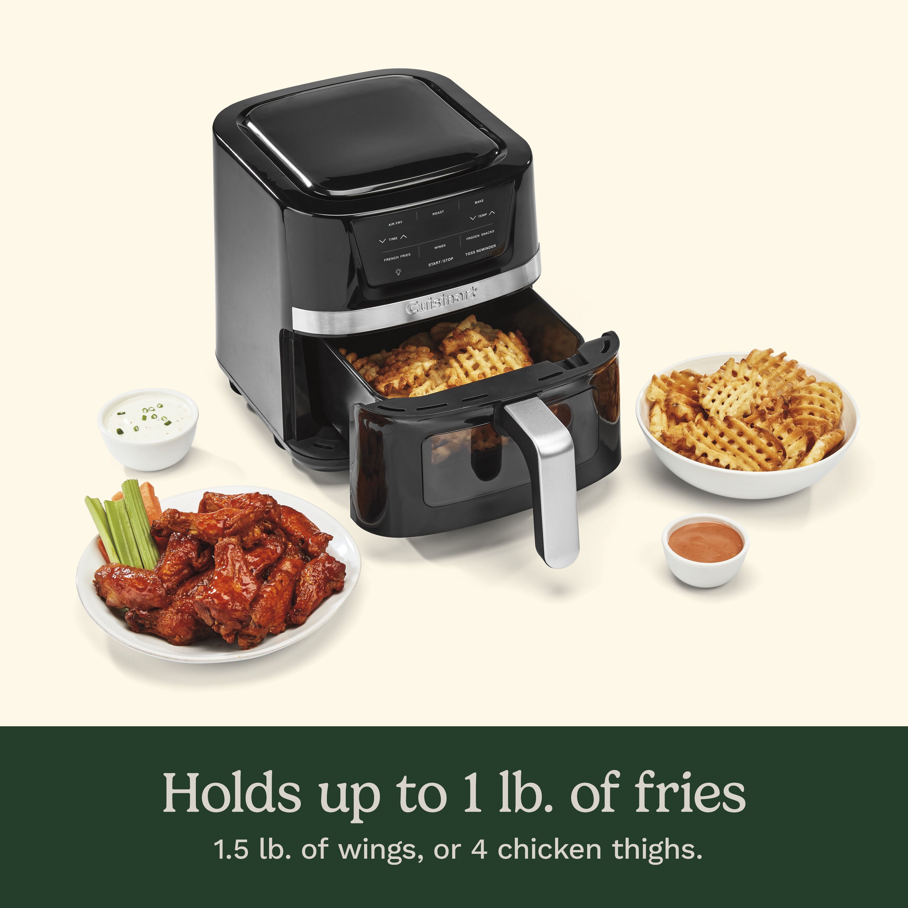 cuisinart basket air fryer air 80c 2 6 quart 1 5 l 1100w digital display with 3 air fry presets image 3
