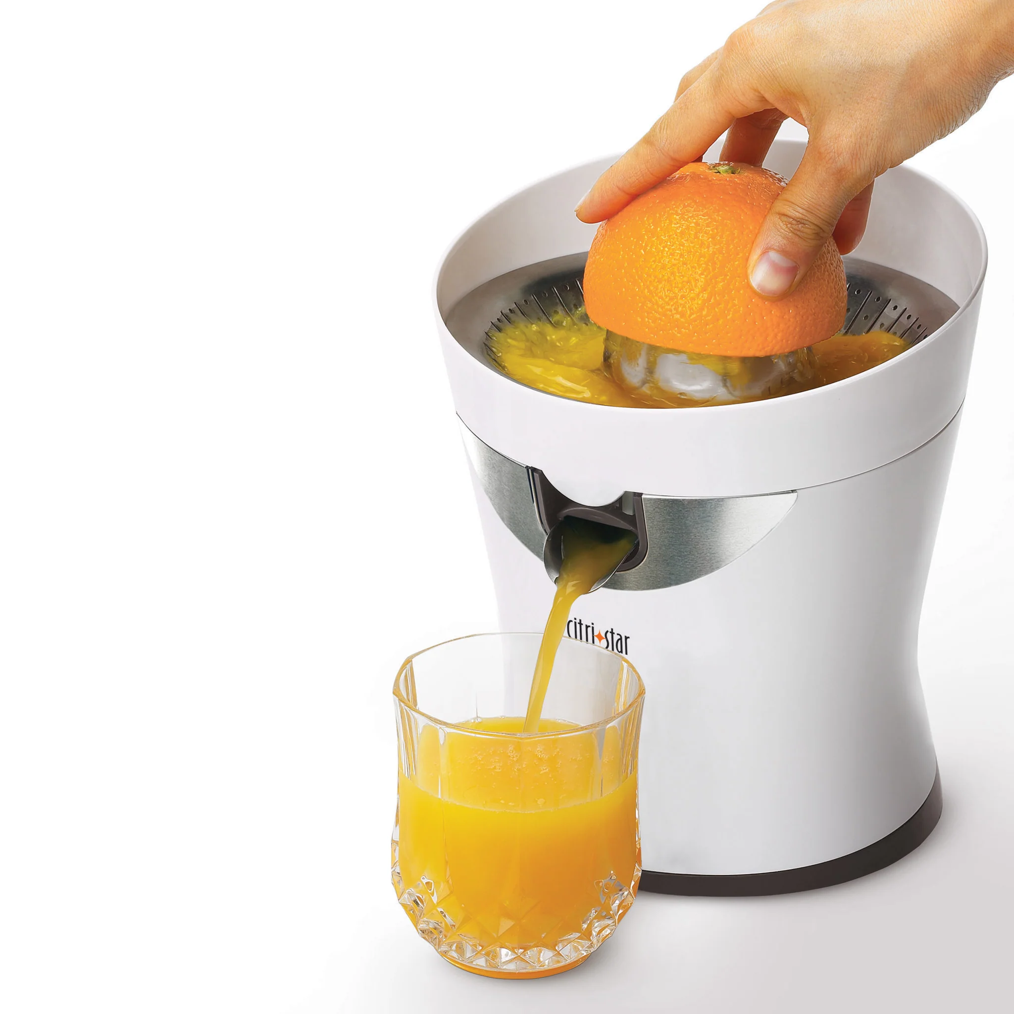 tribest citristar citrus juicer 50w s s screen spout interchangeable reams white cs 1000 a image 5