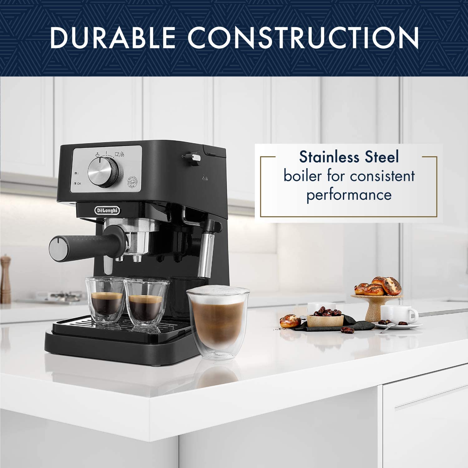 delonghi stilosa espresso maker 15 bar pump 1100w black ec260bk image 5