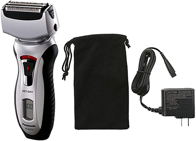 panasonic electric shaver rechargeable 3 blade wet dry lcd screen silver amp black esrt51s image 5
