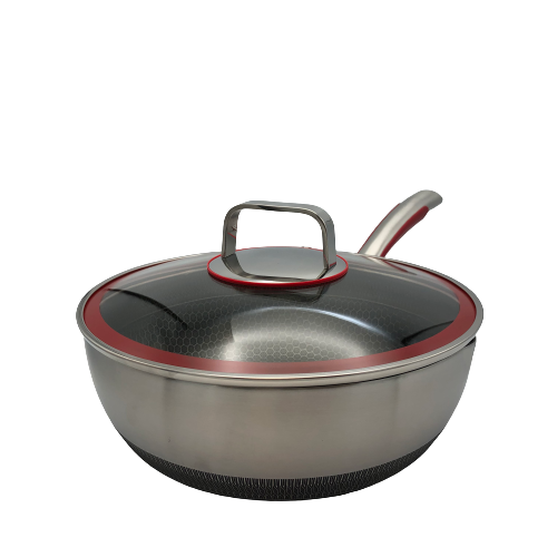healthy bear sus hybrid wok 30cm with glass lid bc hw30g image 3