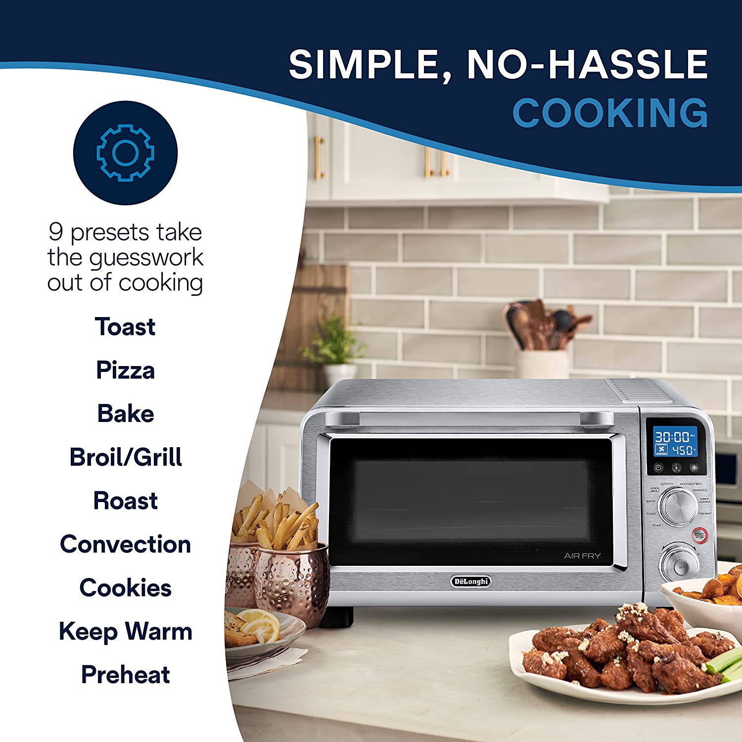 delonghi livenza 9 in 1 air fry convection oven 0 5 cu ft digital controls s s eo141164m image 6