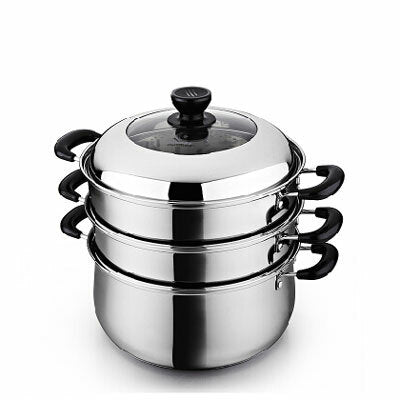 charms stainless steel steamer 3 layers 2 trays 30ck04 30cm image 2