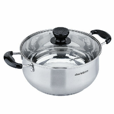charms stainless steel casserole pot with glass lid 20jbc10 20cm image 1