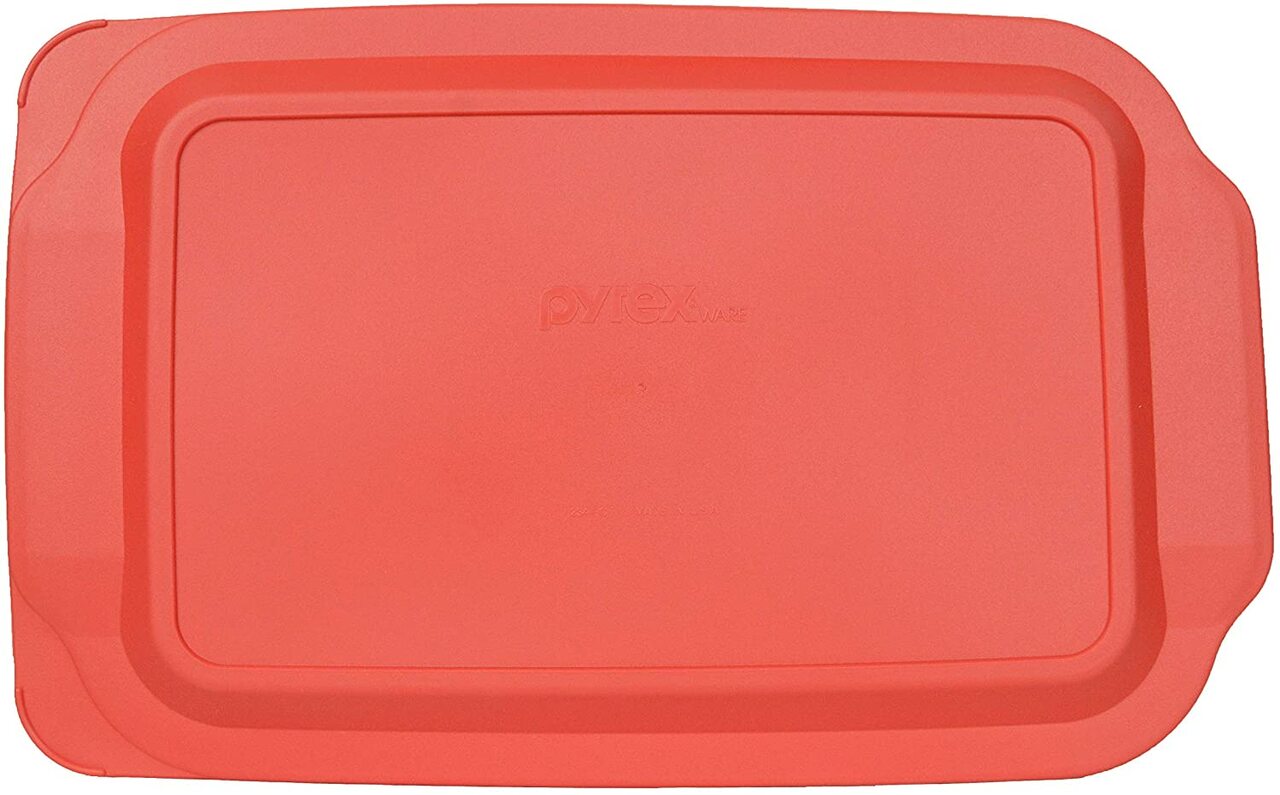 pyrex red plastic lid for 4 quart 4 8 quart outside measurement oblong baking dish 234 pc image 1