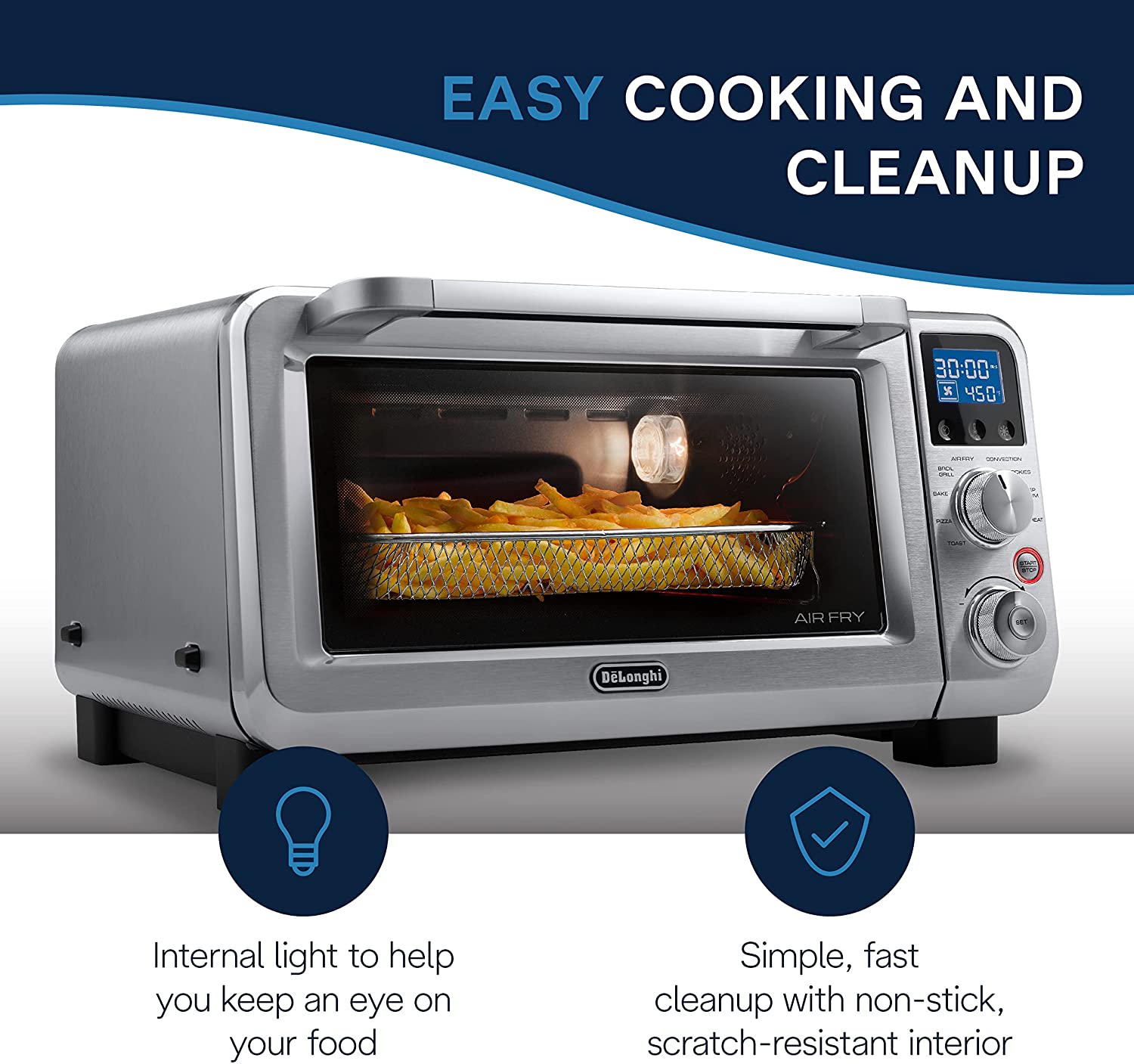 delonghi livenza 9 in 1 air fry convection oven 0 5 cu ft digital controls s s eo141164m image 4