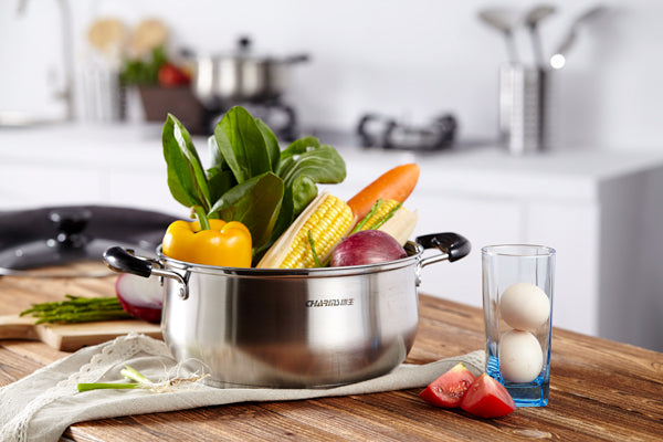 charms stainless steel casserole pot with glass lid 24jbc10 24cm image 3